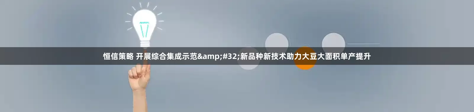 恒信策略 开展综合集成示范&#32;新品种新技术助力大豆大面积单产提升