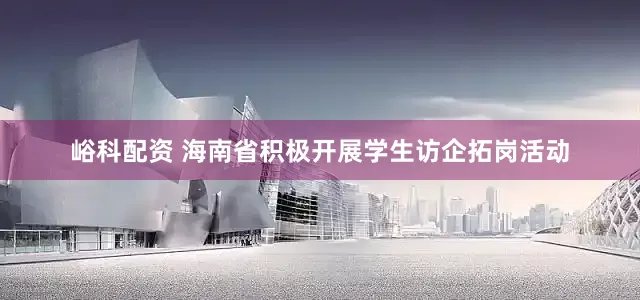 峪科配资 海南省积极开展学生访企拓岗活动